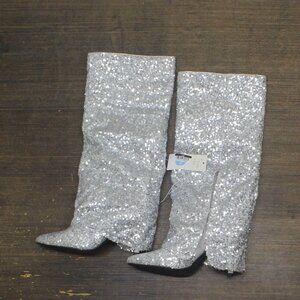 a new day Silver Sequin Knee-High Boots
